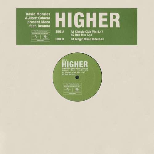 Cover David Morales & Albert Cabrera Present Moca Feat. Deanna - Higher (12, Promo) Schallplatten Ankauf