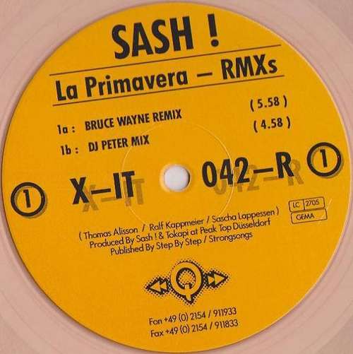 Cover Sash! - La Primavera (Remixes) (12, Tra) Schallplatten Ankauf