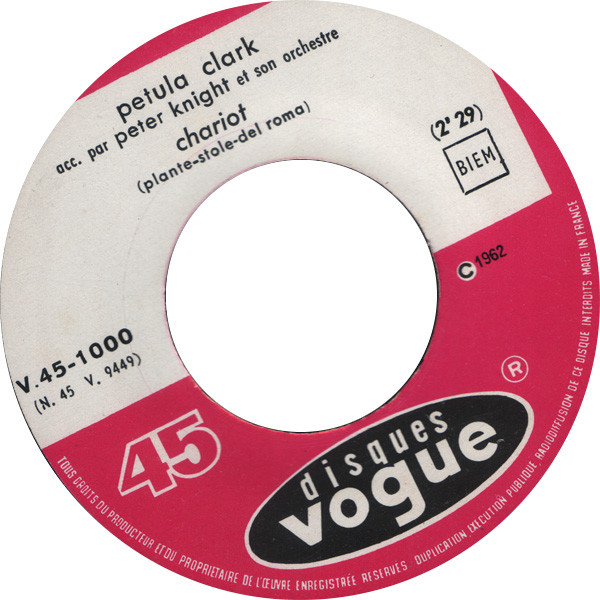 Cover Petula Clark - Chariot / Claquez Vos Doigts (7, Single) Schallplatten Ankauf