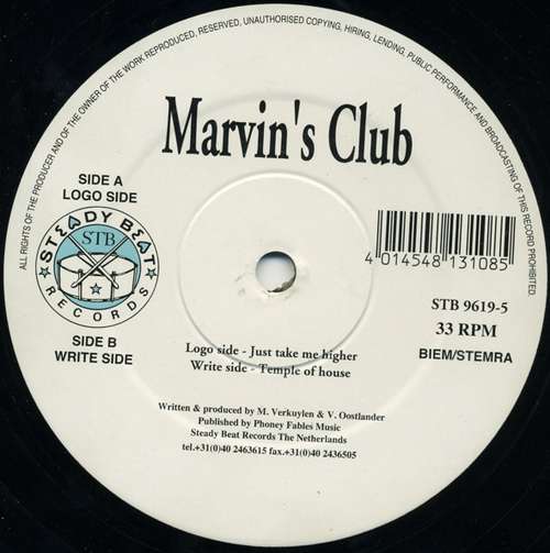 Cover Marvin's Club - Just Take Me Higher / Temple Of House (12) Schallplatten Ankauf