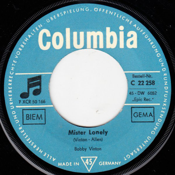 Cover Bobby Vinton - Mister Lonely / Rain Rain Go Away (7, Single) Schallplatten Ankauf