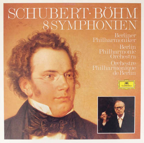 Cover Franz Schubert – Berliner Philharmoniker ∙ Karl Böhm - 8 Symphonien ∙ Musik Zu Rosamunde (5xLP + Box, Comp, RE) Schallplatten Ankauf