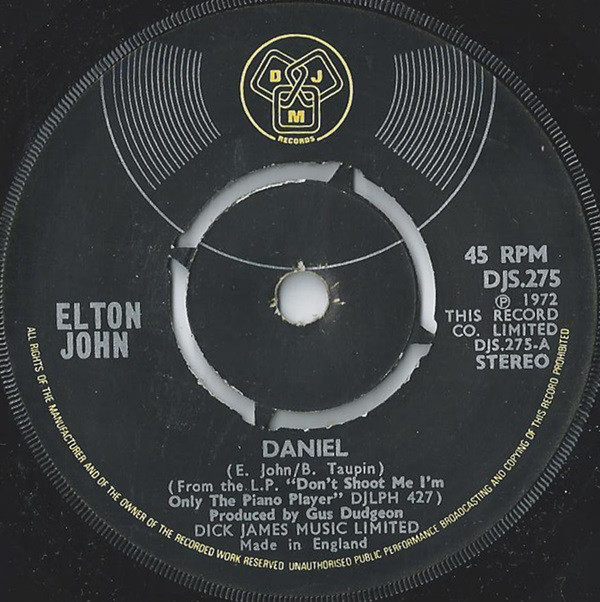 Cover Elton John - Daniel (7, Single, 4-P) Schallplatten Ankauf