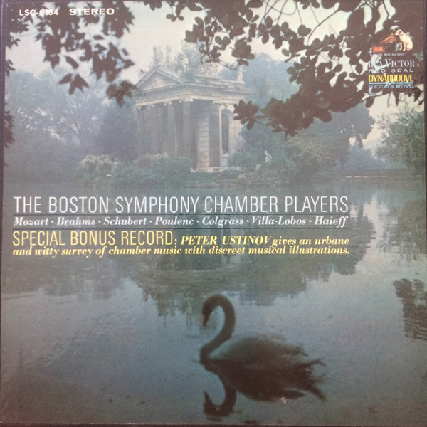 Cover Boston Symphony Chamber Players / Peter Ustinov - Mozart • Brahms • Schubert • Poulenc • Colgrass • Villa-Lobos • Haieff (3xLP + LP, Mono, Bon + Box) Schallplatten Ankauf