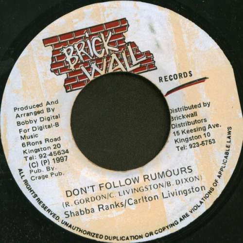 Cover Carlton Livingston & Shabba Ranks - Don't Follow Rumours (7) Schallplatten Ankauf