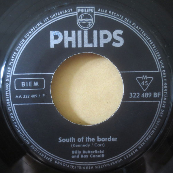Cover Billy Butterfield And Ray Conniff - South Of The Border / Rosalie (7, Single) Schallplatten Ankauf
