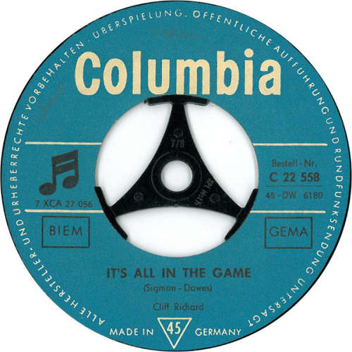 Cover Cliff Richard - It's All In The Game  (7, Single) Schallplatten Ankauf