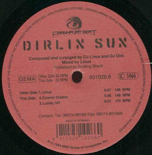 Cover Dirlin Sun - Linus (12) Schallplatten Ankauf