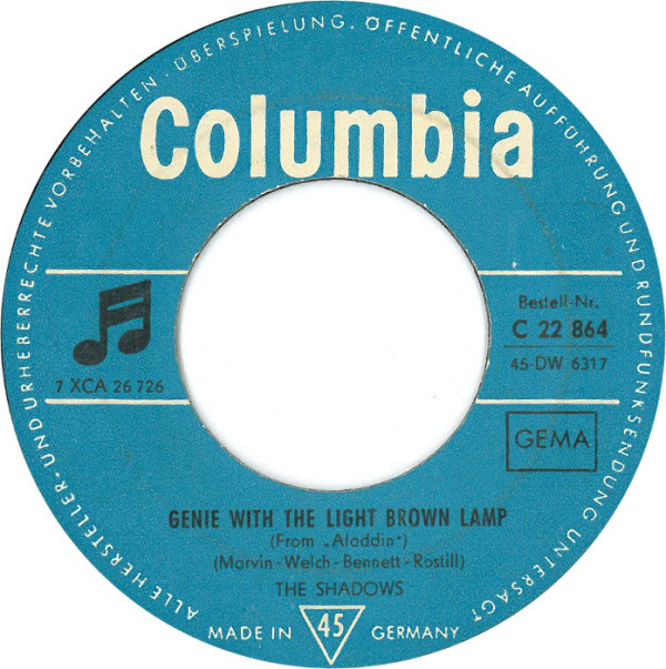 Cover The Shadows - Genie With The Light Brown Lamp (7, Single) Schallplatten Ankauf