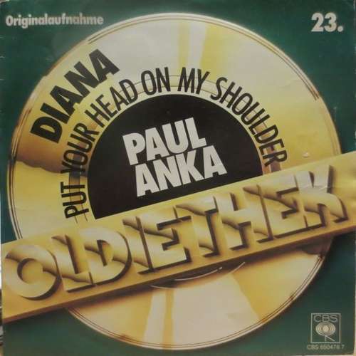 Cover Paul Anka - Diana / Put Your Head On My Shoulder (7, Single, RE) Schallplatten Ankauf
