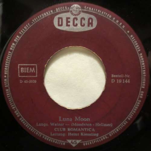 Cover Club Romantica - Luna Moon / Glocken Der Liebe (7, Single) Schallplatten Ankauf