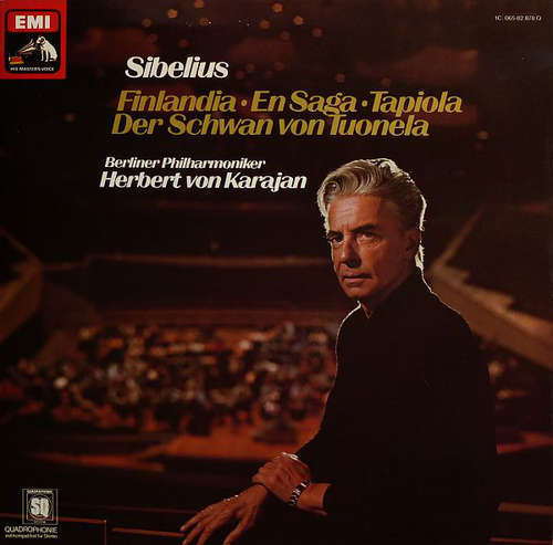 Cover Sibelius*, Berliner Philharmoniker · Herbert von Karajan - Finlandia · En Saga · Tapiola · Der Schwan Von Tuonela (LP, Album, Quad) Schallplatten Ankauf