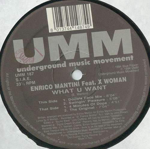 Cover Enrico Mantini - What U Want (12) Schallplatten Ankauf