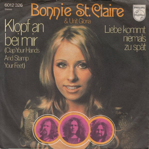 Cover Bonnie St. Claire & Unit Gloria - Klopf An Bei Mir (Clap Your Hands And Stamp Your Feet) (7, Single) Schallplatten Ankauf