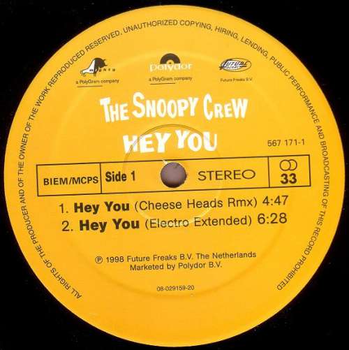 Cover The Snoopy Crew - Hey You (12) Schallplatten Ankauf