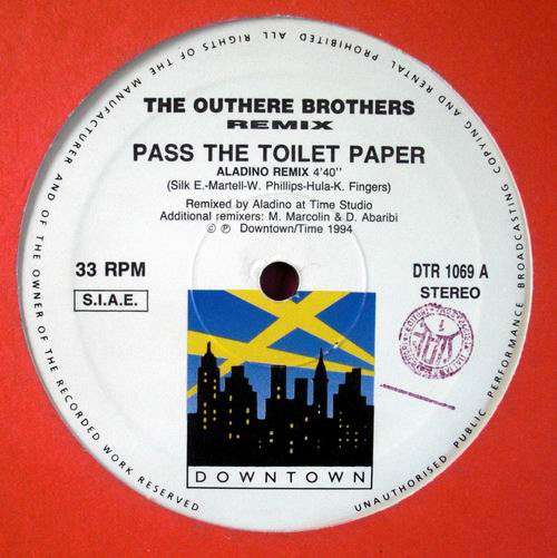 Cover The Outhere Brothers - Pass The Toilet Paper (Remixes) (12) Schallplatten Ankauf