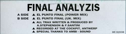 Cover Final Analyzis - El Punto Final (12, Gre) Schallplatten Ankauf