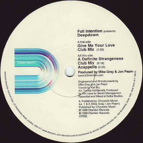 Cover Full Intention Presents Deepdown* - Give Me Your Love / A Definite Strangeness (12) Schallplatten Ankauf