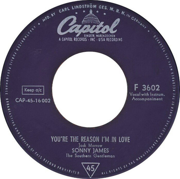 Cover Sonny James - You're The Reason I'm In Love / Young Love  (7, Single) Schallplatten Ankauf