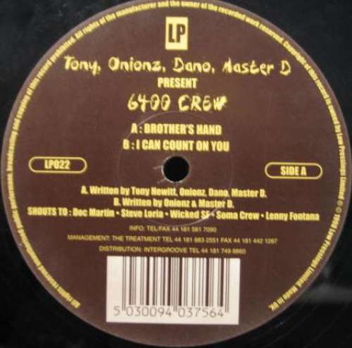 Cover Tony*, Onionz, Dano, Master D Present 6400 Crew - Brother's Hand (12) Schallplatten Ankauf