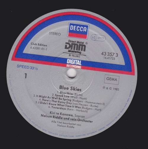 Cover Kiri*, Nelson Riddle And His Orchestra - Blue Skies (LP, Album, Club) Schallplatten Ankauf