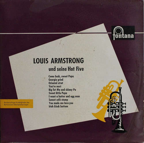 Cover Louis Armstrong Und Seine Hot Five* - Louis Armstrong Und Seine Hot Five (10, Comp, Mono, Club, RP) Schallplatten Ankauf