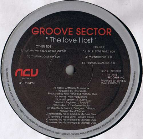 Cover Groove Sector (3) - The Love I Lost (Remixes) (12) Schallplatten Ankauf
