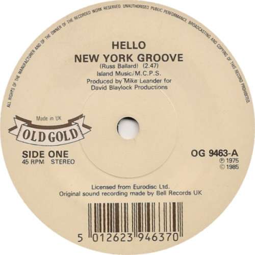 Cover Hello - New York Groove / Tell Him (7, Single, Cre) Schallplatten Ankauf