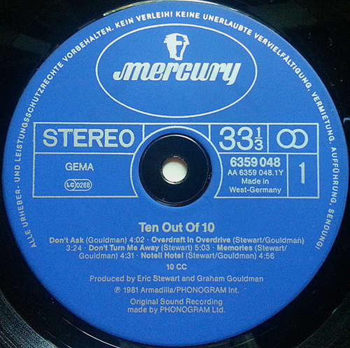 10cc - Ten Out Of 10 (LP, Album) - Vinyl Schallplatten Shop - buy24hours.de