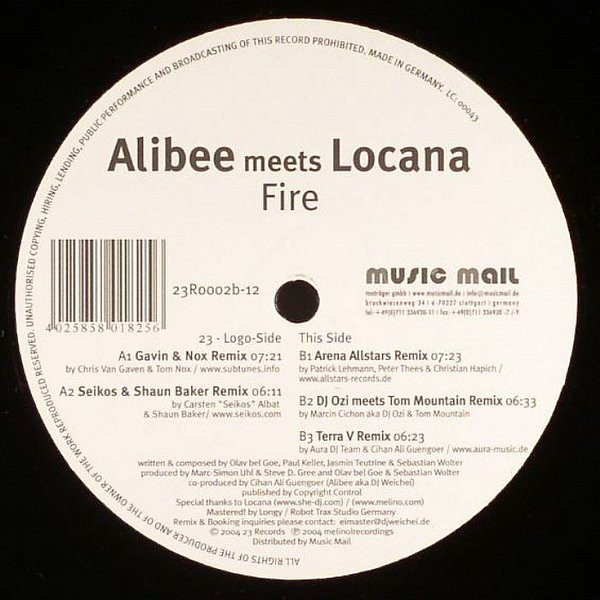 Cover Alibee meets Locana - Fire (Remixes) (12) Schallplatten Ankauf