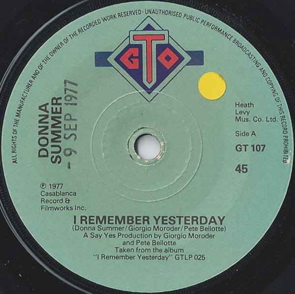 Cover Donna Summer - I Remember Yesterday (7, Single, Gre) Schallplatten Ankauf