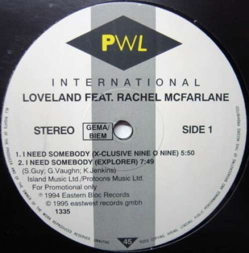 Cover Loveland Feat. Rachel McFarlane - I Need Somebody (12, Promo) Schallplatten Ankauf