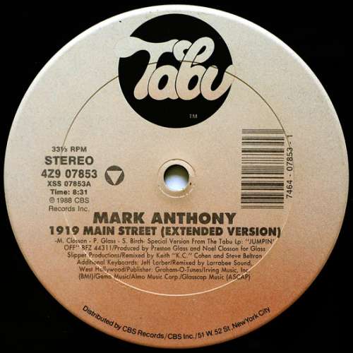 Cover Mark Anthony - 1919 Main Street (12) Schallplatten Ankauf