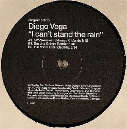 Cover Diego Vega - I Can't Stand The Rain (12, Promo) Schallplatten Ankauf