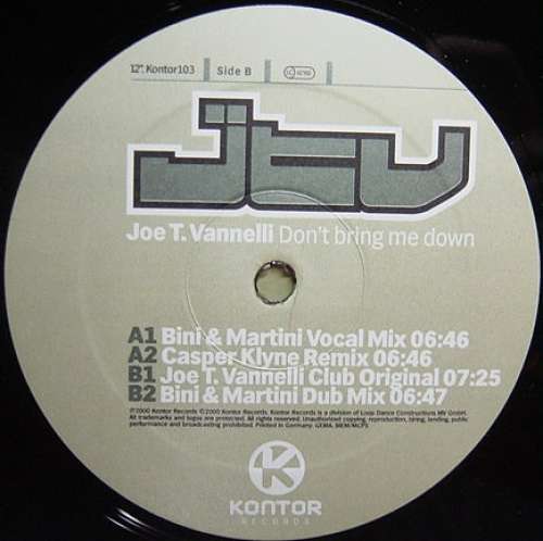 Cover Joe T. Vannelli - Don't Bring Me Down (12) Schallplatten Ankauf