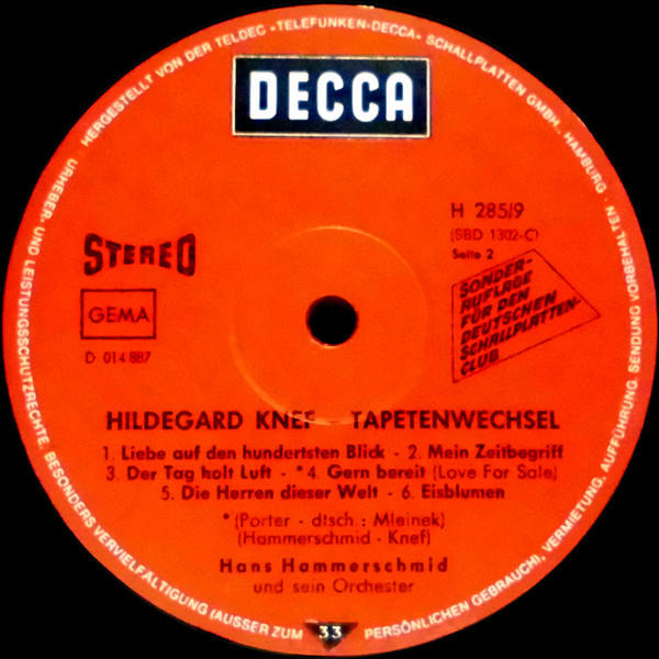 Hildegard Knef Tapetenwechsel (LP, Comp, Club)