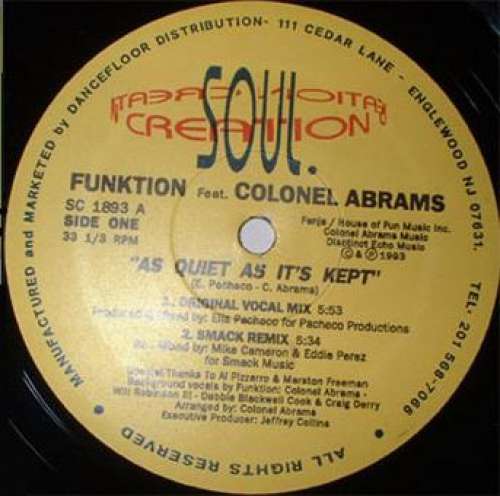 Cover Funktion Feat. Colonel Abrams - As Quiet As It's Kept (12) Schallplatten Ankauf