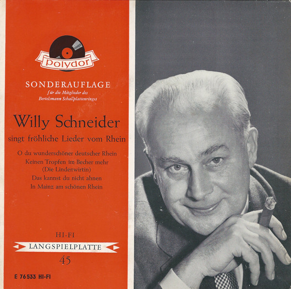 Cover Willy Schneider - Singt Fröhliche Lieder Vom Rhein (7, Club) Schallplatten Ankauf