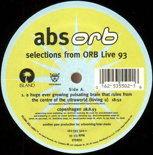 Cover The Orb - AbsOrb - Selections From Orb Live 93 (12) Schallplatten Ankauf