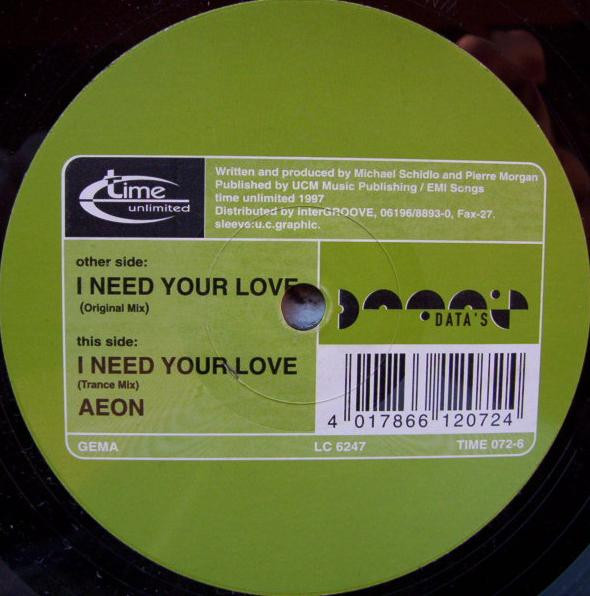 Cover Data's - I Need Your Love (12) Schallplatten Ankauf