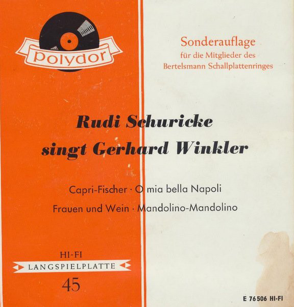 Cover Rudi Schuricke - Rudi Schuricke Singt Gerhard Winkler (7, EP, Club) Schallplatten Ankauf