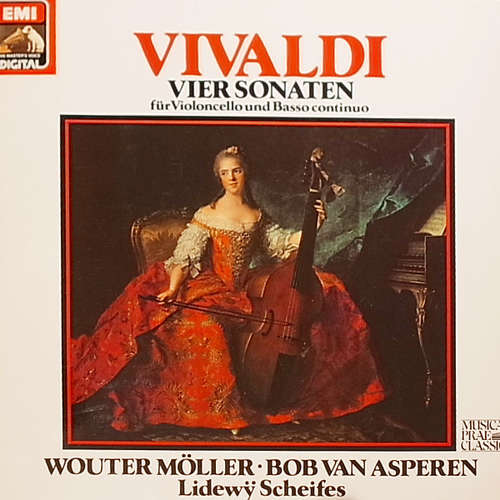 Cover Vivaldi* - Wouter Möller • Bob van Asperen • Lidewÿ Scheifes* - Vier Sonaten Für Violoncello Und Basso Continuo (LP, Album) Schallplatten Ankauf
