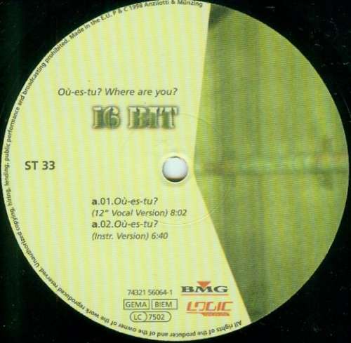 Cover 16 Bit - Où-Es-Tu? / Where Are You? (12) Schallplatten Ankauf