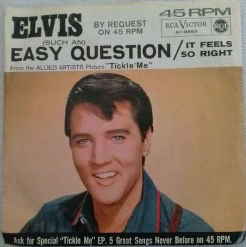 Cover Elvis Presley With The Jordanaires - (Such An) Easy Question / It Feels So Right (7, Single) Schallplatten Ankauf