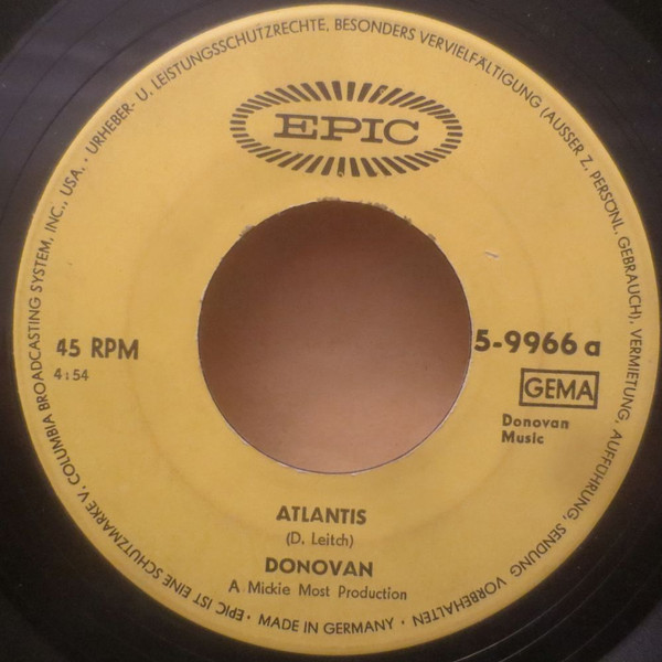Cover Donovan - Atlantis (7, Single) Schallplatten Ankauf