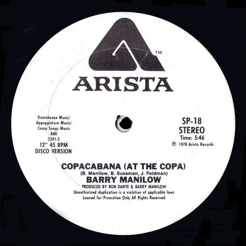 Cover Barry Manilow - Copacabana (At The Copa) (12, S/Sided, Promo) Schallplatten Ankauf