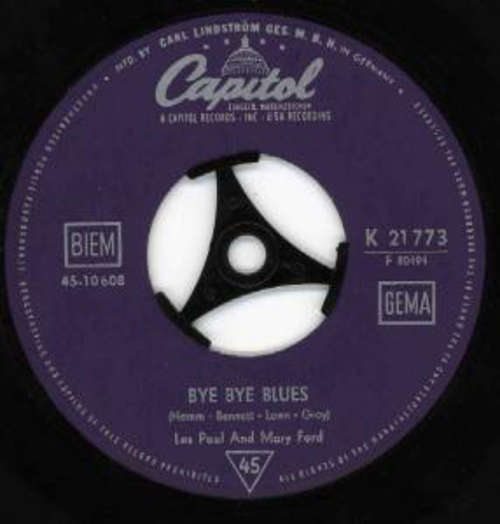 Cover Les Paul & Mary Ford - Bye Bye Blues / Some Of These Days (7, Single, RE) Schallplatten Ankauf