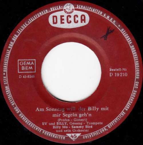 Cover Billy Mo - Am Sonntag Will Der Billy Mit Mir Segeln Geh'n (7, Single) Schallplatten Ankauf