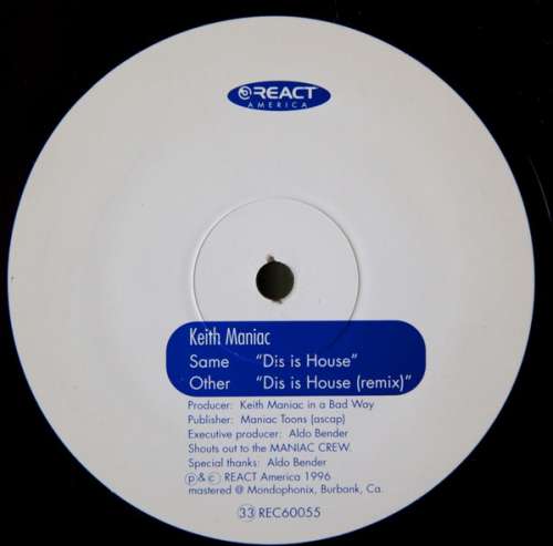 Cover Keith Maniac - Dis Is House (12) Schallplatten Ankauf