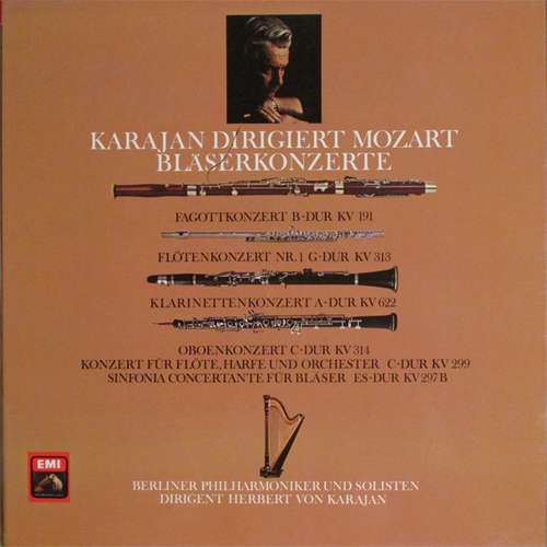 Cover Mozart*  -  Karajan* Dirigiert Berlin Philharmonic Orchestra* - Karajan Dirigiert Mozart - Bläserkonzerte (3xLP, RE + Box) Schallplatten Ankauf